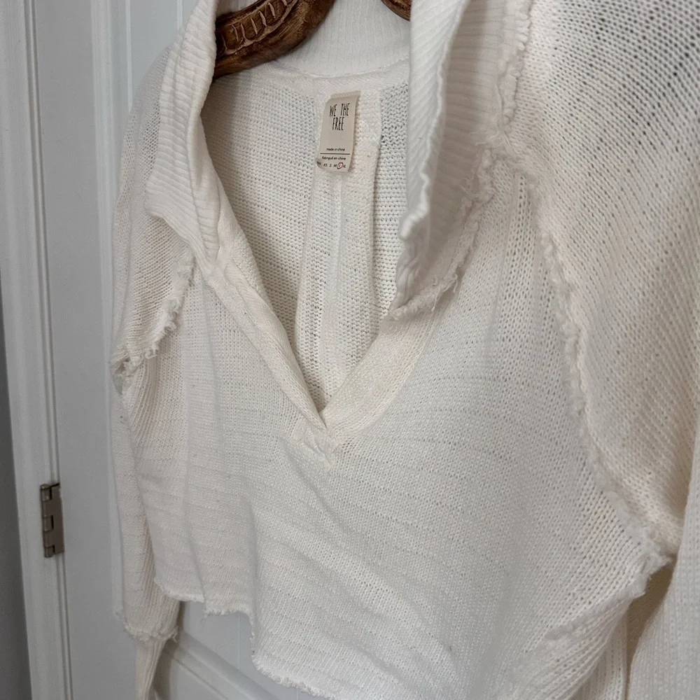 We The Free White Textured Knit crop Top - Picture 3 of 5